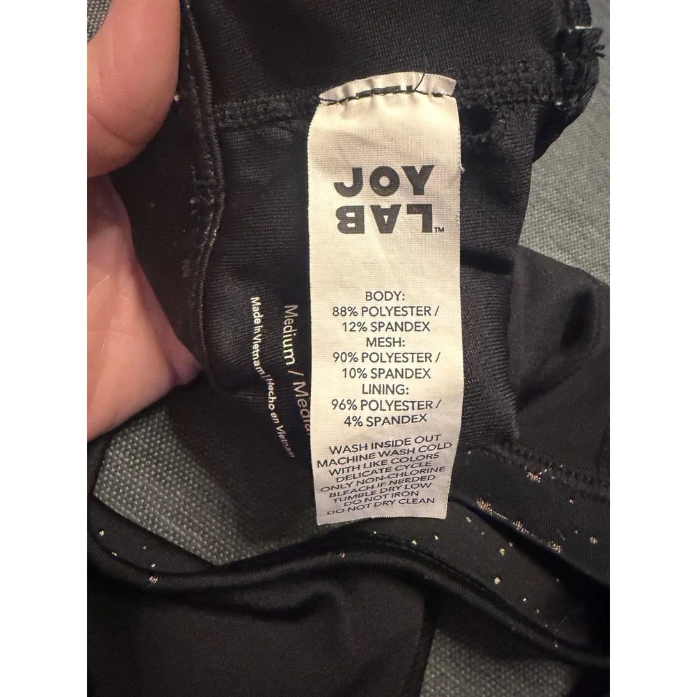 JoyLab‎ Womens Celestial Constellation Print Sports Bra Black Gold Medium